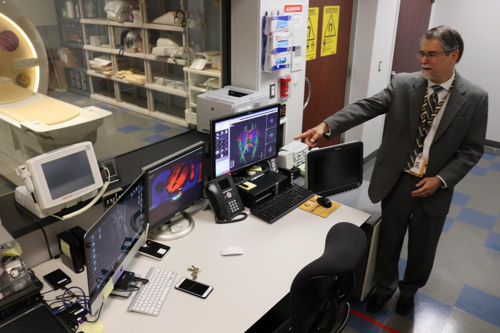 F. Gerard “Gerry” Moeller, M.D., director of the VCU C. Kenneth and Dianne Wright Center for Clinical and Translational Research, explains how information gathered with an advanced research-dedicated MRI scanner will be combined with other information to better diagnose and treat disease.