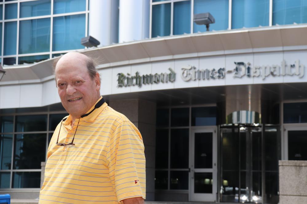 Ross Mackenzie visits the Richmond Times-Dispatch on Franklin Street in Richmond, where he spent many of his 38 years editing the Richmond News Leader and Richmond Times-Dispatch. Photo: Eric Peters 