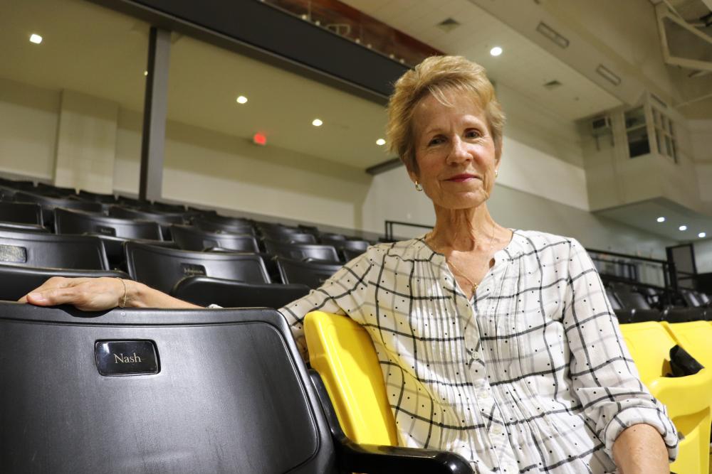 Susan Nash in stands at VCU Seigal Center