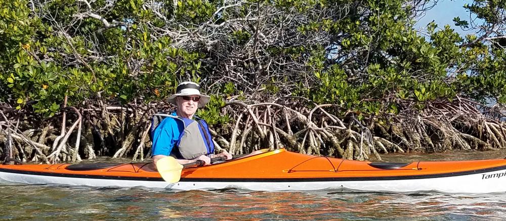 Just seven months after surviving an aortoesophageal fistula, Ed Prestemon kayaked in Florida and sent this photo to the rehab therapists who had helped him recover. Photo courtesy of the Prestemons.