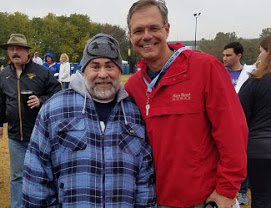 Bobby Quinn (left) and Vernon McClure support ALS research at the 2018 ALS Association walk on Brown’s Island in Richmond. Photo courtesy of Bobby Quinn
