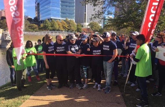 Bobby Quinn and his team cut the ribbon to begin the 2017 ALS Association walk on Brown’s Island in Richmond. Photo Courtesy of Bobby Quinn