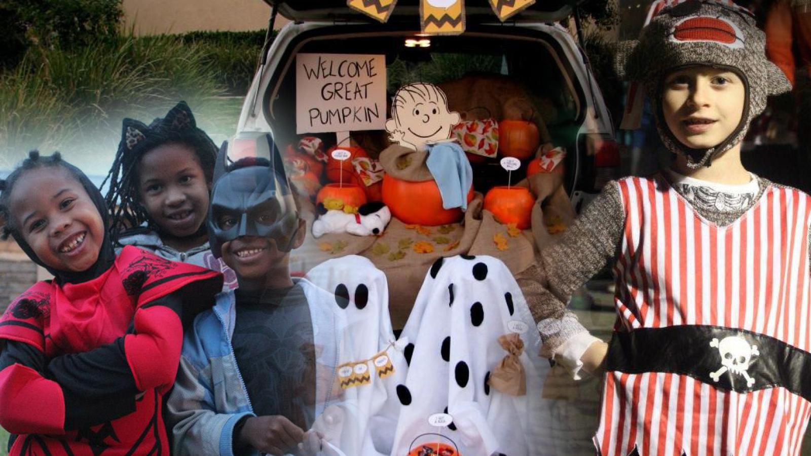 Kids and trunks at Trunk-o-Treat