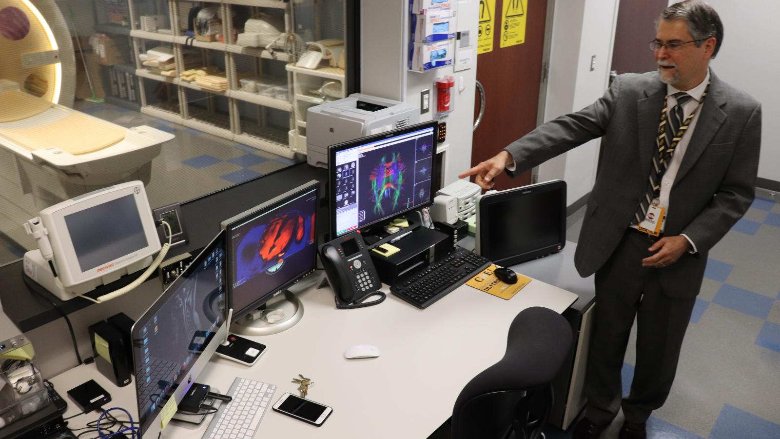 F. Gerard “Gerry” Moeller, M.D., director of the VCU C. Kenneth and Dianne Wright Center for Clinical and Translational Research, explains how information gathered with an advanced research-dedicated MRI scanner will be combined with other information to better diagnose and treat disease.
