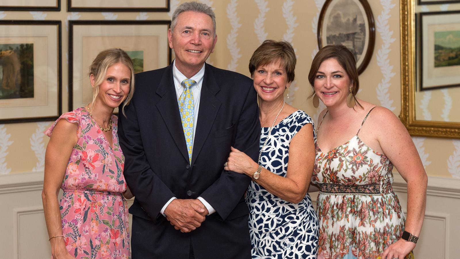 George Emerson, a member of the MCV Foundation Board of Trustees and several other boards at VCU Health, received the Dowdy Award in recognition of his fundraising leadership in a volunteer capacity on the MCV Campus. His wife Darlene and daughters Amy, Megan and Carrie (not present) celebrate with him.