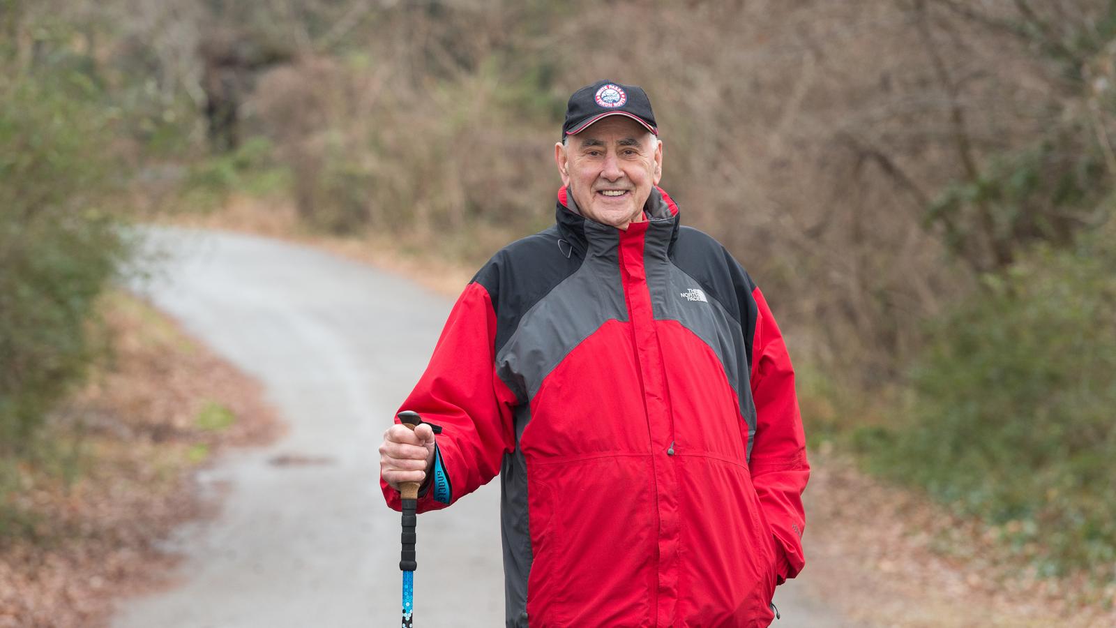 Despite suffering from pulmonary fibrosis, Bill Belanich walks four miles every day and continues to add to the list of more than 80 countries he’s visited in his lifetime. To thank VCU Health and his pulmonologist Dr. Berry Fowler, Belanich recently made a $5 million commitment that will help others manage and heal from lung conditions for years to come. Photo: Kevin Schindler