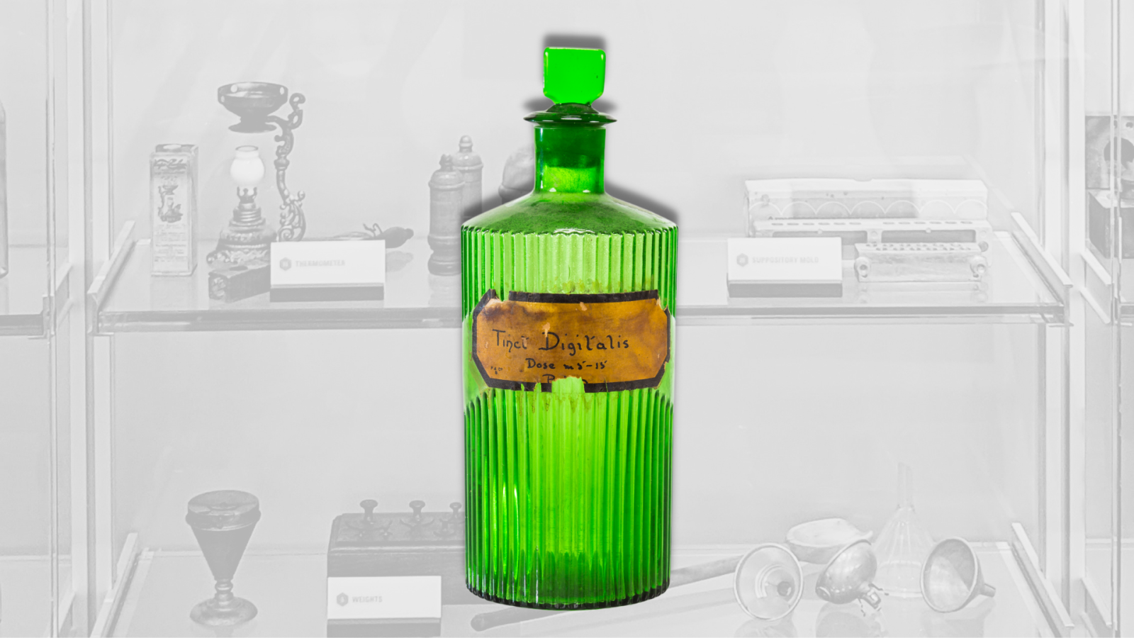 Green poison bottle from the VCU School of Pharmacy Heritage Trail
