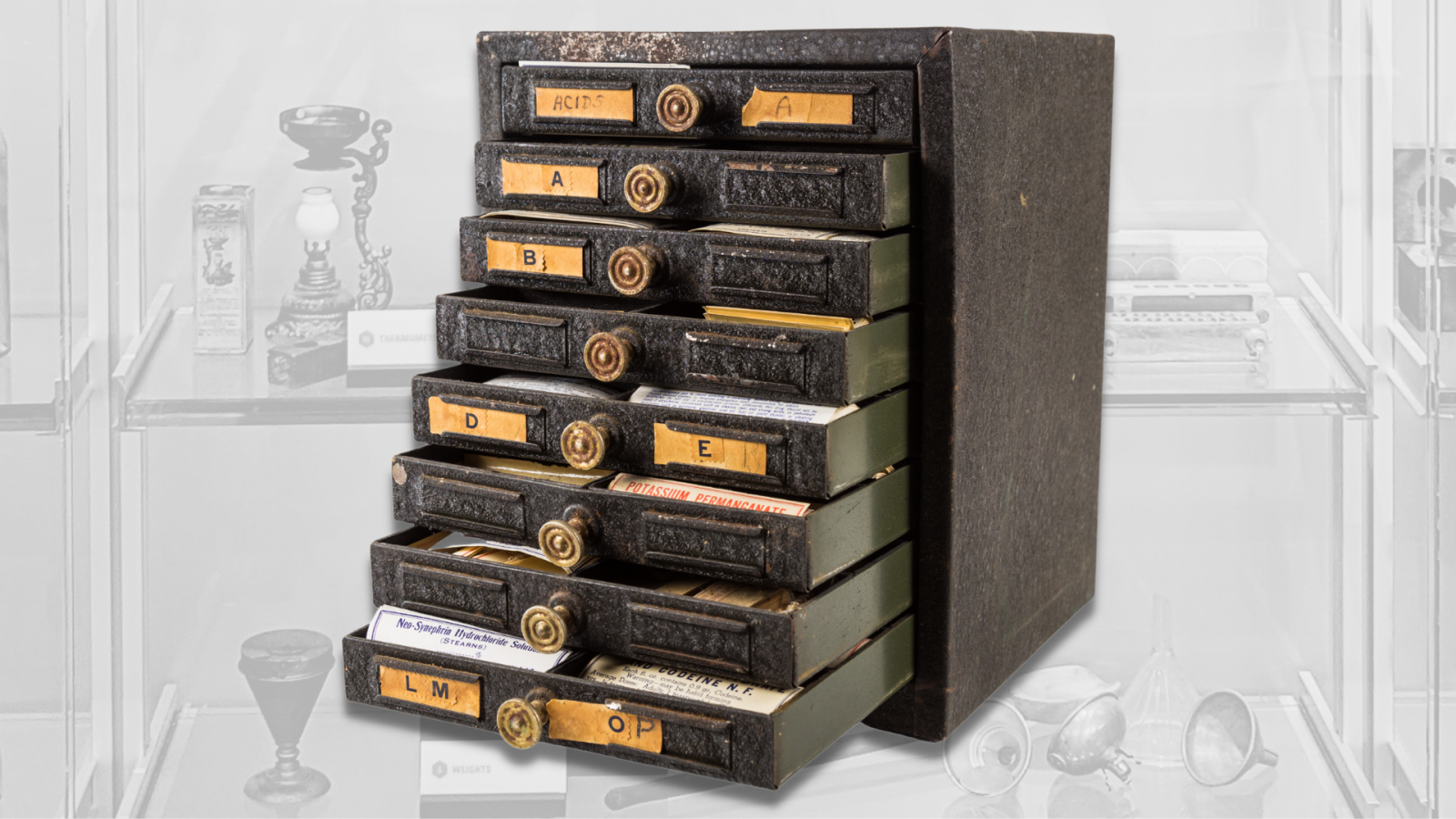 Prescription label dispenser from the VCU School of Pharmacy Heritage Trail