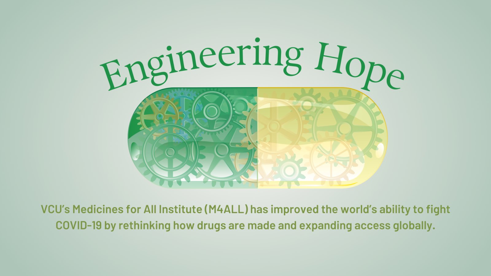 green pill with gears inside